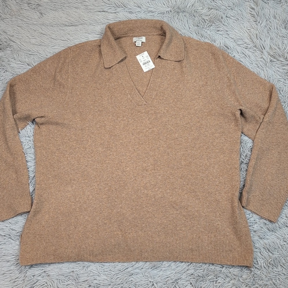 J. Crew Sweater Womens XXL Biege Wool Blend Extra Soft Comfort Casual Preppy New